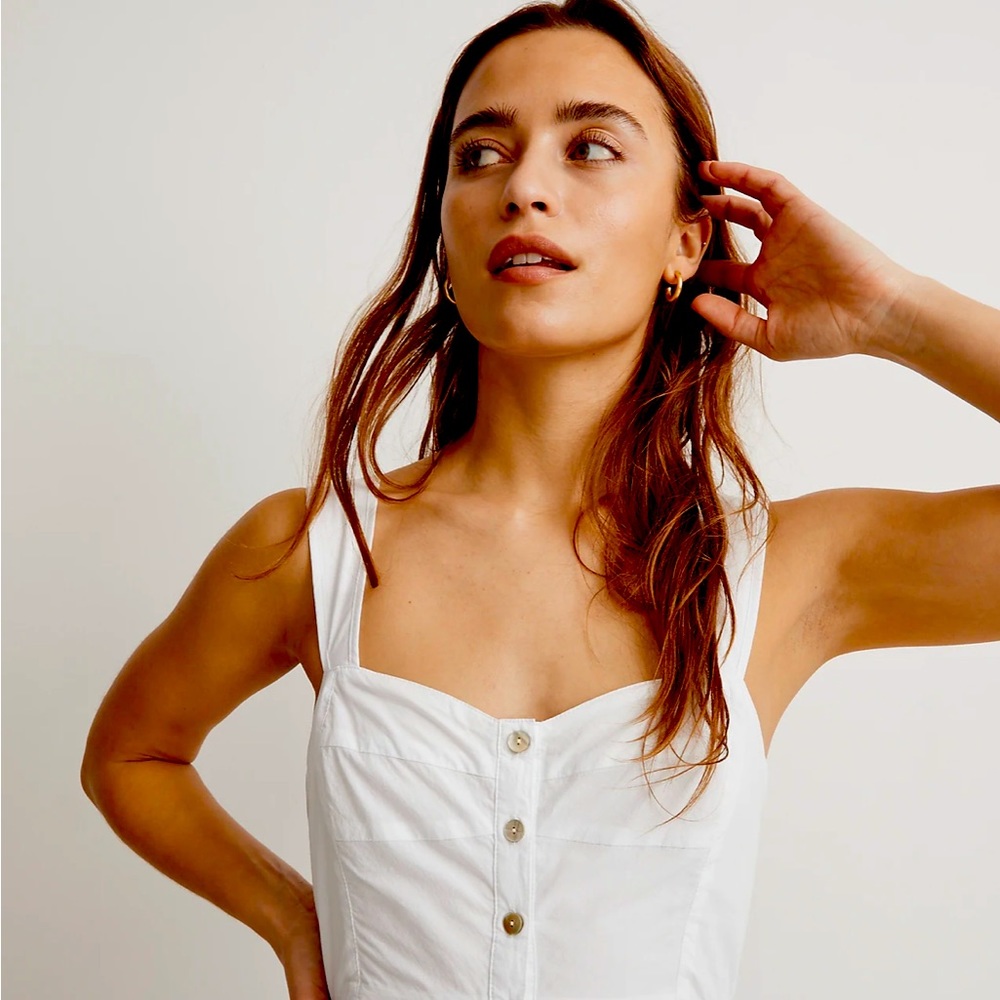 Madewell White Button-Front Midi Dress